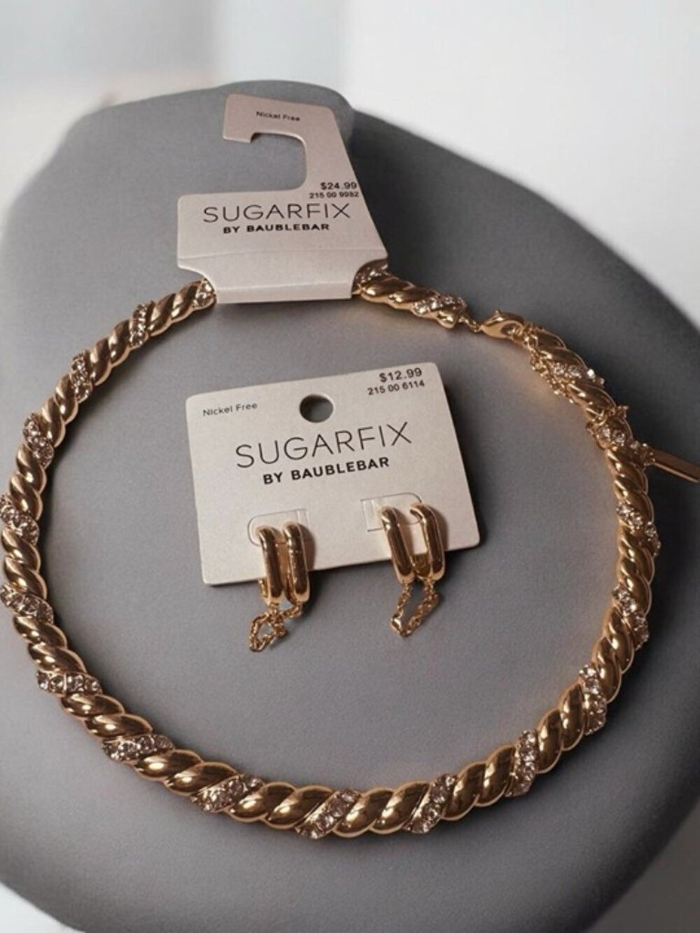 Sugarfix By Baublebar Fashion Gold tone Necklace With/Rhinestones And Earrings